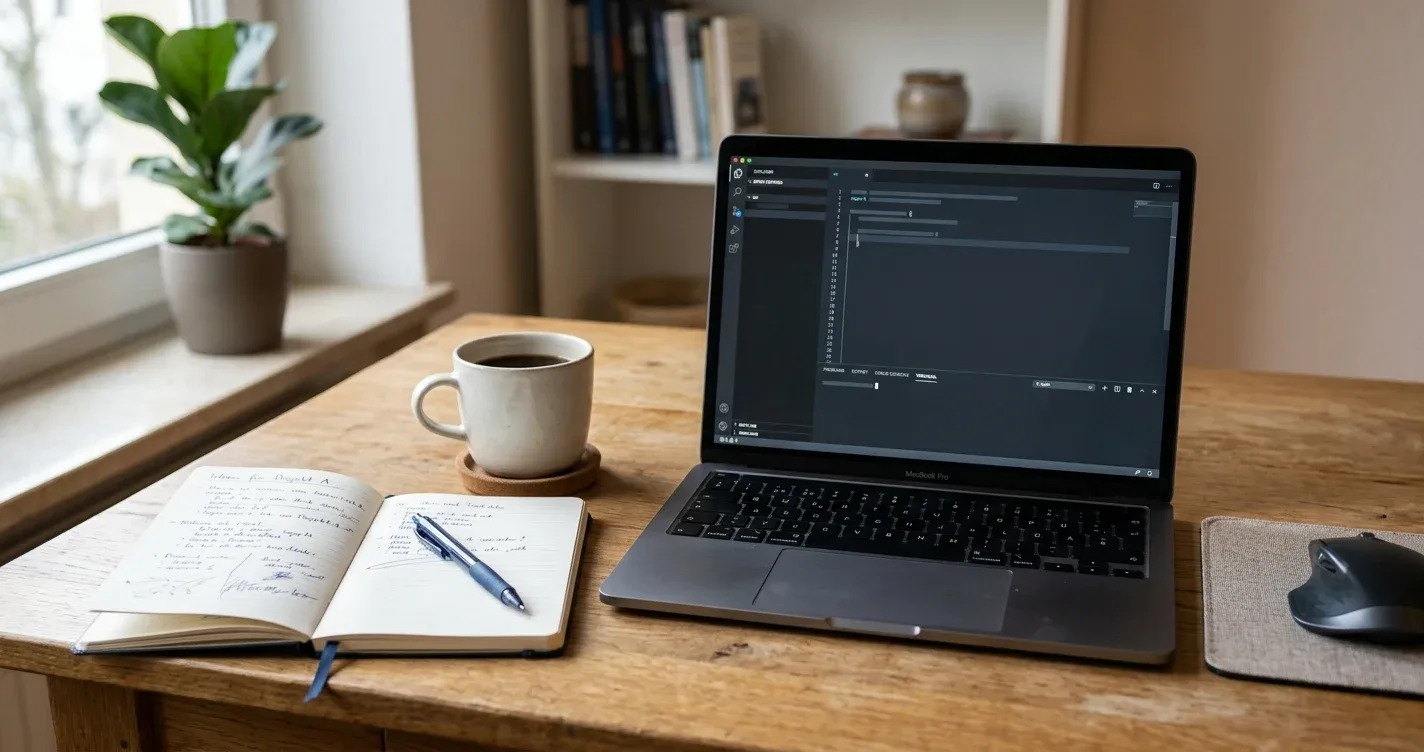 Schreibtisch mit Laptop und Notizen zu 150 Freispiele ohne Einzahlung