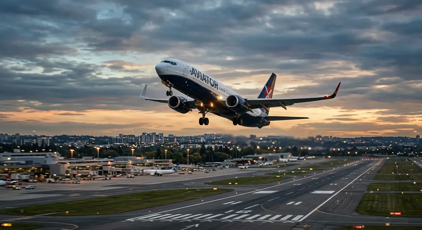 Flugzeug steigt am Himmel — Symbolbild für Aviator Crash-Game im Online Casino