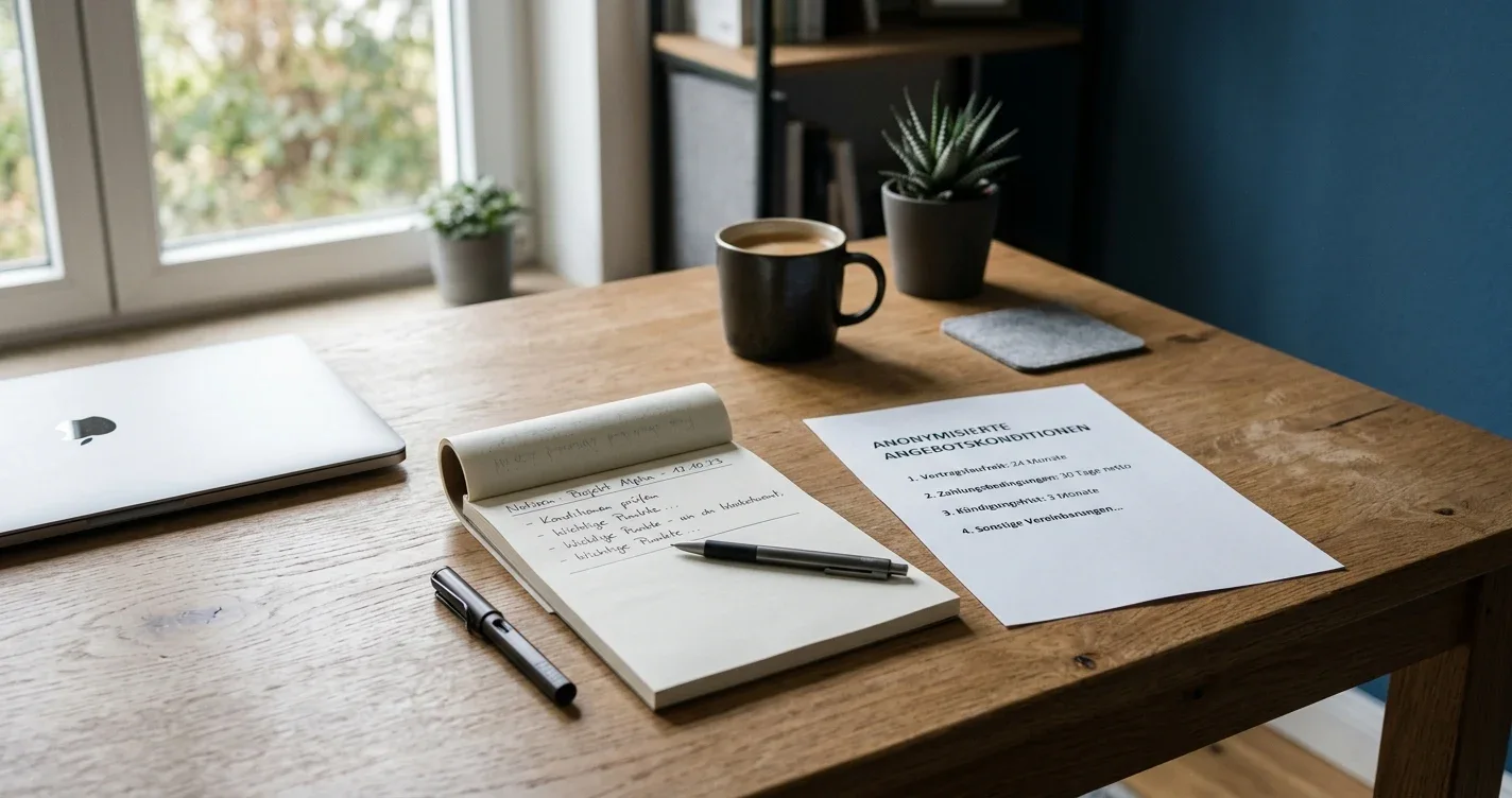 Schreibtisch mit Notizblock und Bonusübersicht für den Willkommensbonus im Online Casino