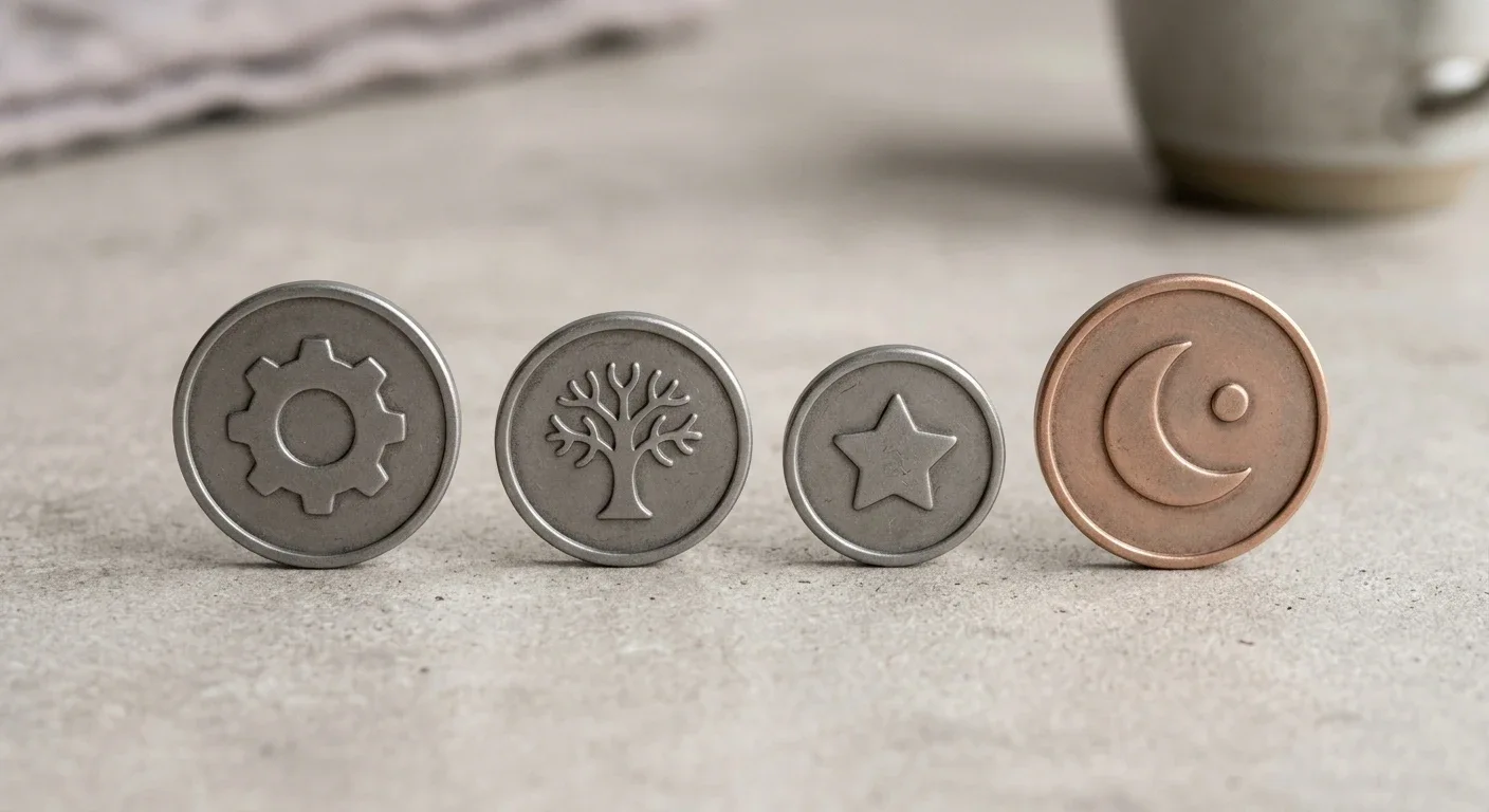 Vier abstrakte Krypto-Token nebeneinander als Sinnbild für den Coin-Vergleich