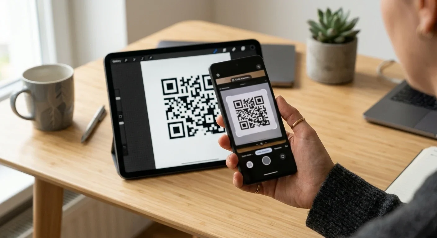 Hand scannt einen QR-Code mit dem Smartphone für eine Krypto-Einzahlung