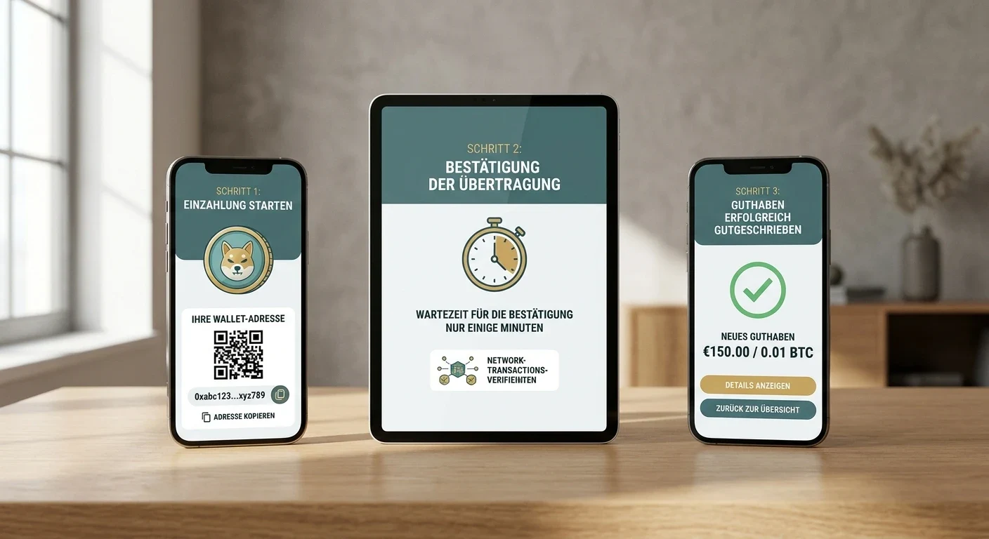 Dogecoin-Einzahlung per Adresse und QR-Code in wenigen Minuten