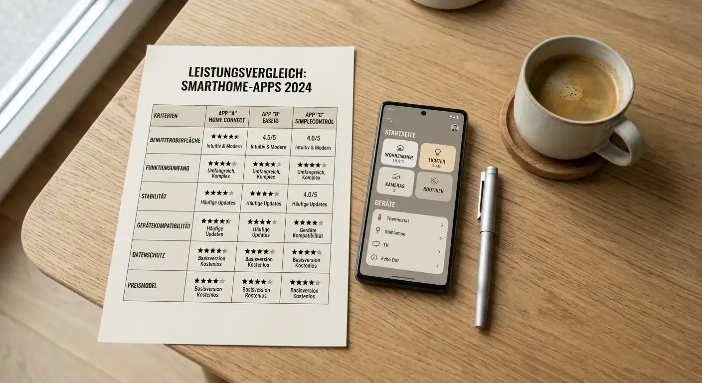 Vergleichspapier neben Smartphone — Sinnbild für die Auswahl unter 11 GGL-Marken