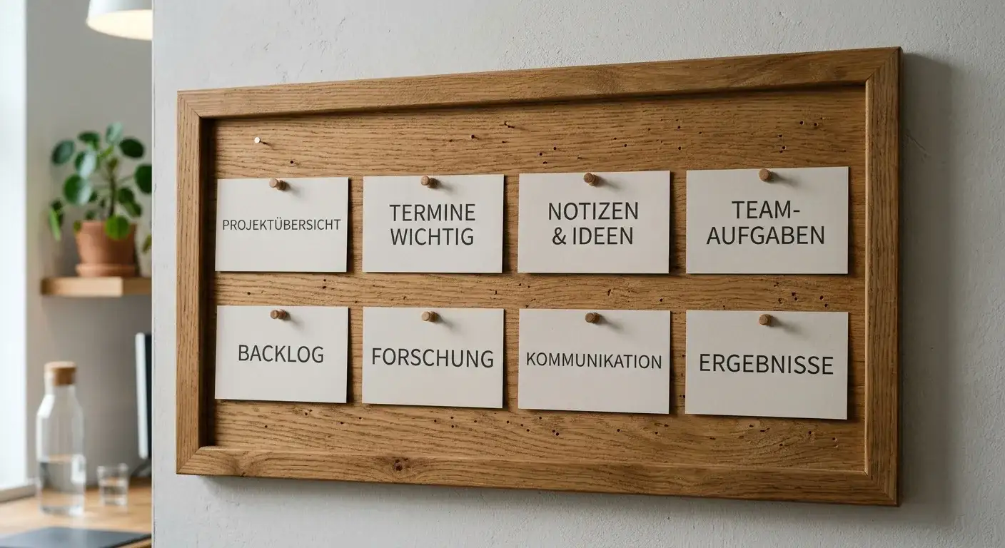 Anbieter-Vergleich als Pinnwand: beschriftete Karten mit Mindesteinzahlungen, geordnet nach Hürde, neutrale Office-Atmosphäre
