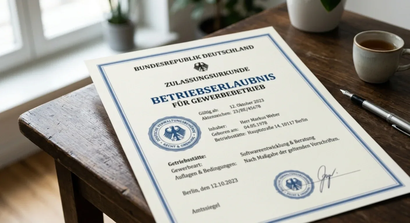 Offizielles Dokument mit GGL-Logo und Lizenzstempel, neutrales Design