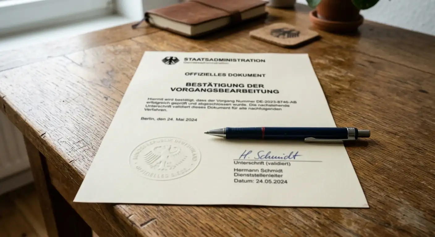 Amtliches Dokument mit Stempel als Sinnbild für die deutsche Glücksspiellizenz