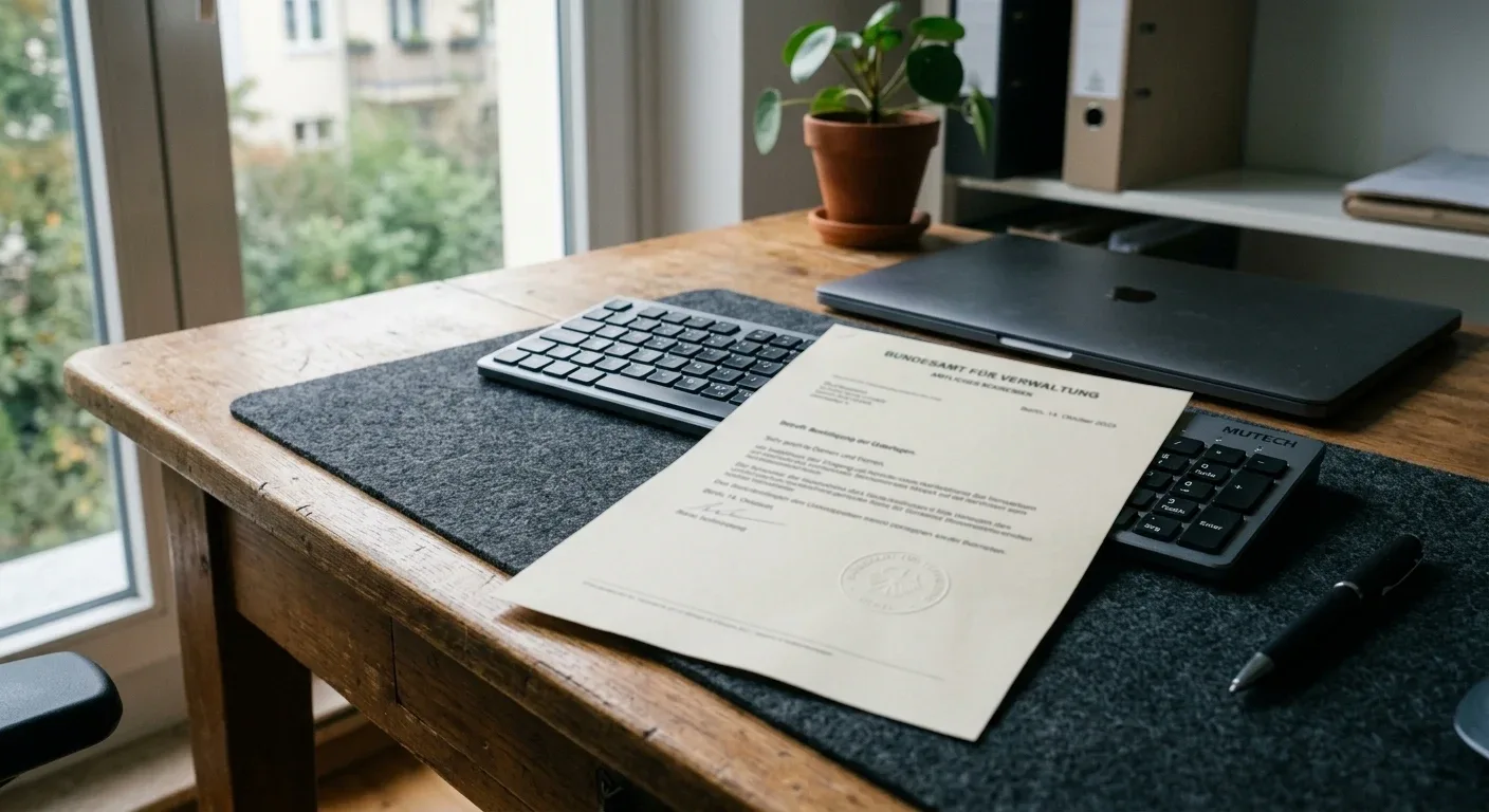 Amtlich wirkendes Lizenzdokument neben Laptop symbolisiert die deutsche GGL-Regulierung