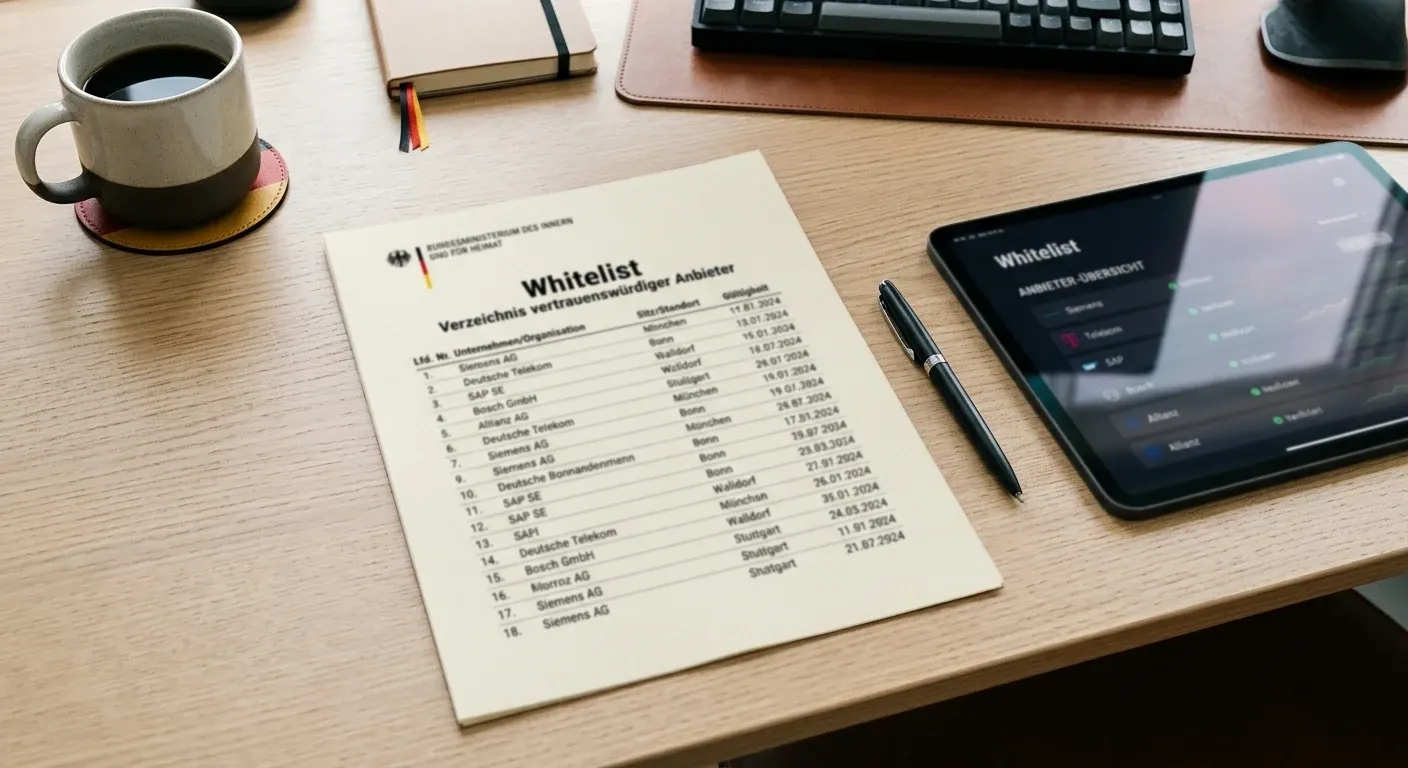 Offizielles Whitelist-Dokument der GGL auf Schreibtisch