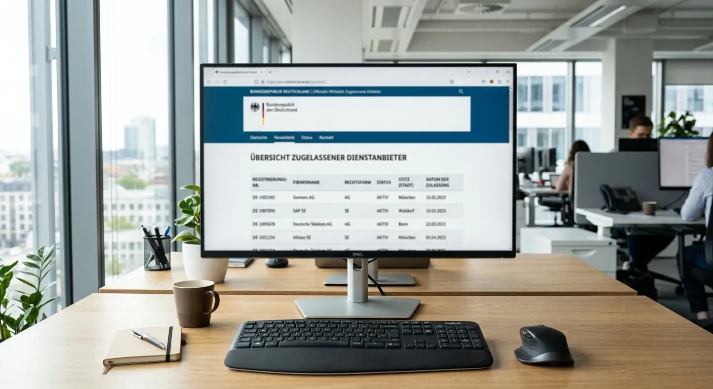 Offizielle Whitelist-Webseite der GGL auf Desktop-Monitor
