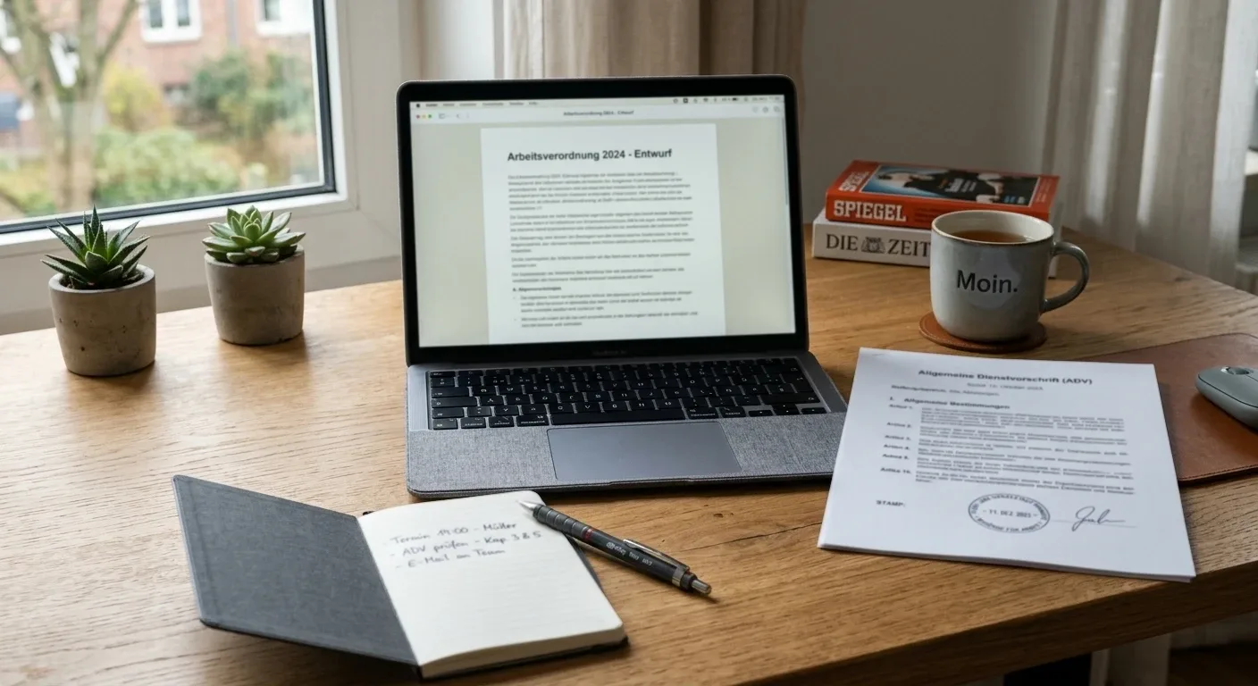 Neutrales Regulierungsdokument mit schlichtem Stempel neben einem Laptop, Sinnbild für den Glücksspielstaatsvertrag und das Einzahlungslimit in Deutschland