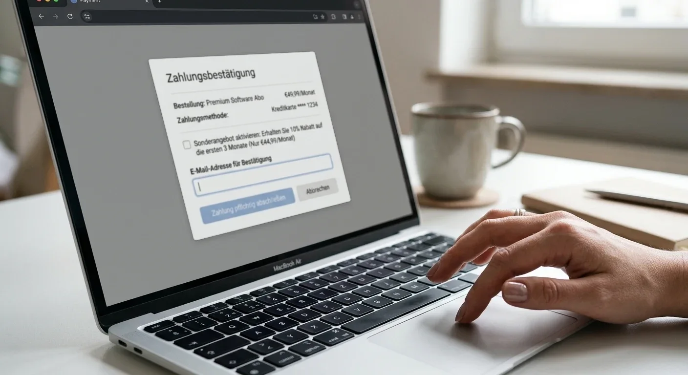 Nahaufnahme eines Einzahlungsdialogs mit Auswahlfeld für einen Bonus auf einem Bildschirm