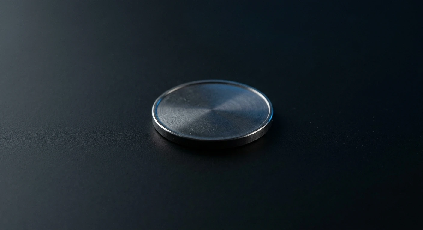 Abstrakter digitaler Token ohne Wertangabe auf einer schlichten dunklen Oberfläche