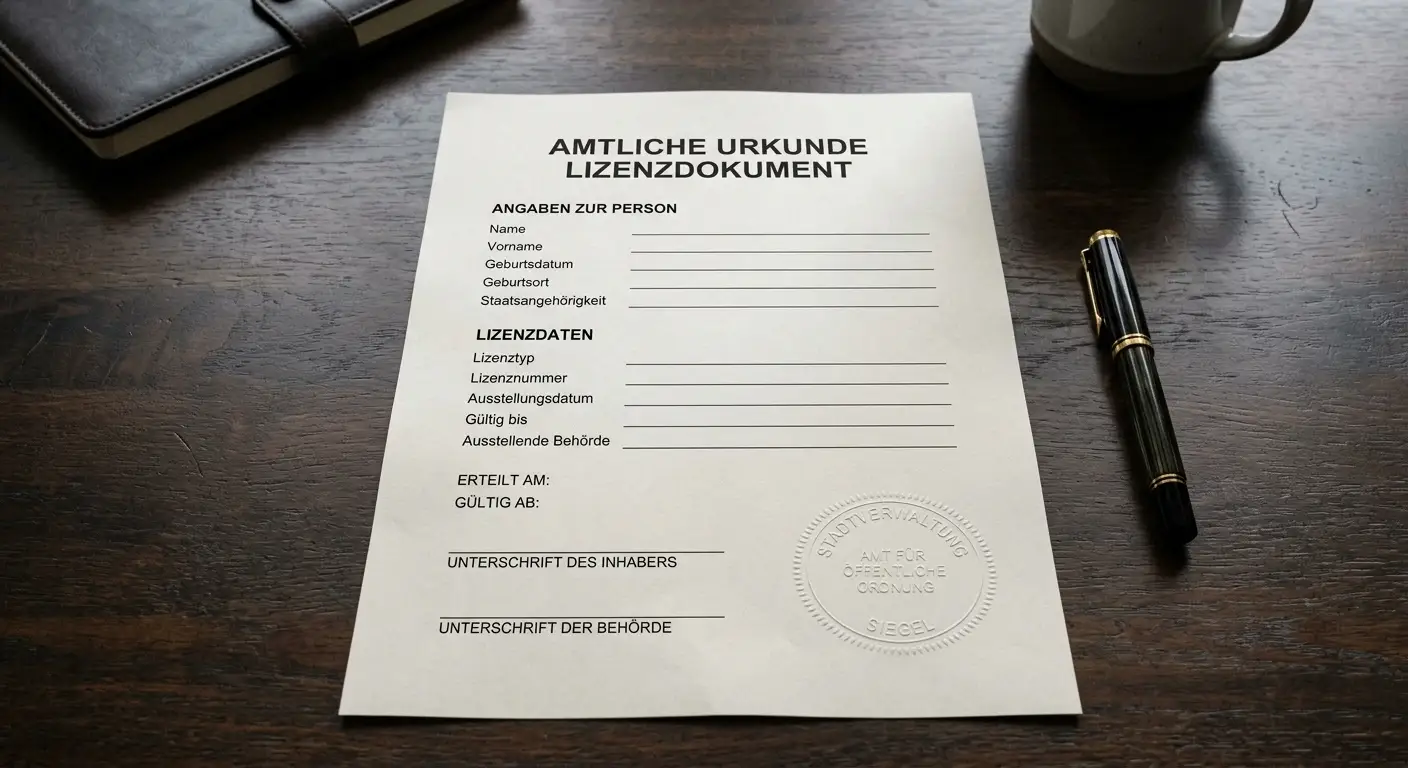 Neutrales Lizenzdokument ohne Wappen als Sinnbild der GGL-Whitelist