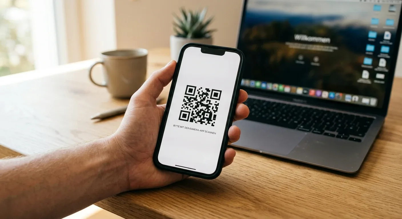 Smartphone mit QR-Code für eine Litecoin-Einzahlung an der Casino-Kasse