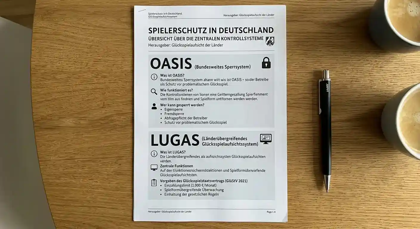 OASIS-Sperrsystem und LUGAS-Monitoring für deutsche Online-Casinos