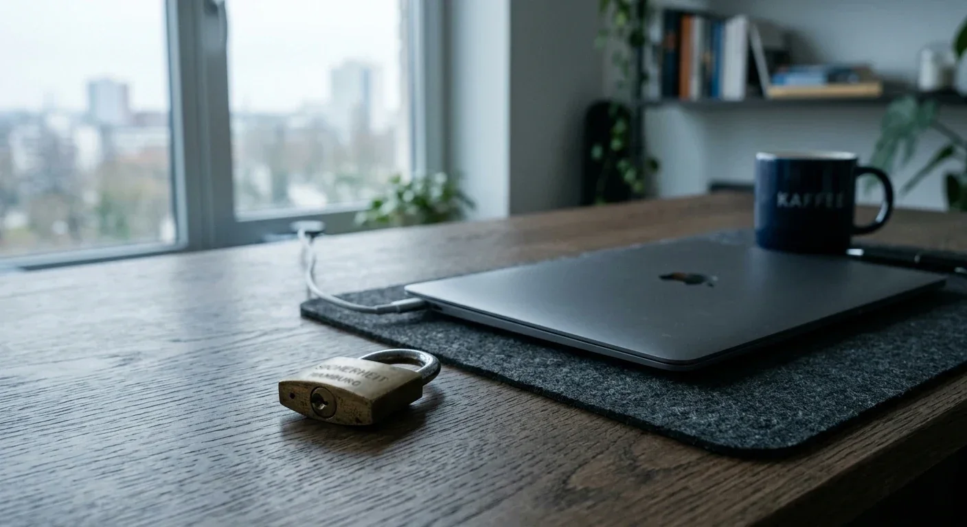 Symbolisches Vorhängeschloss neben einem Laptop als Zeichen fehlenden Spielerschutzes