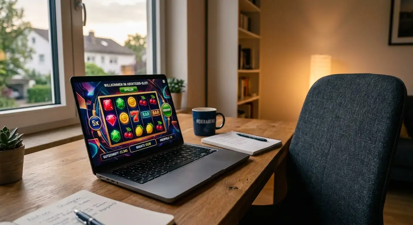 Online-Spielautomat auf einem Bildschirm mit Spielkarten-Symbolen