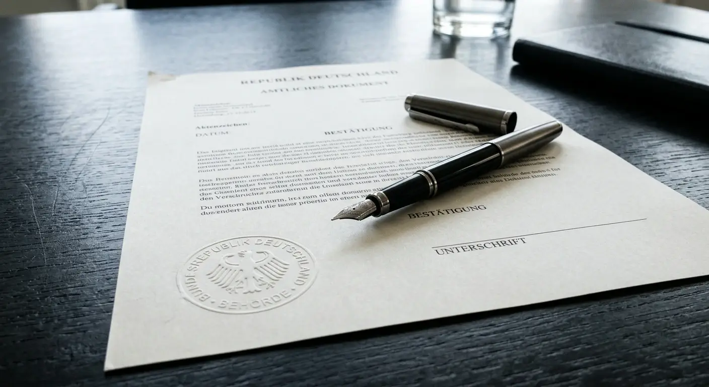 Amtliches Dokument mit Stempel als Nachweis der deutschen Glücksspielerlaubnis