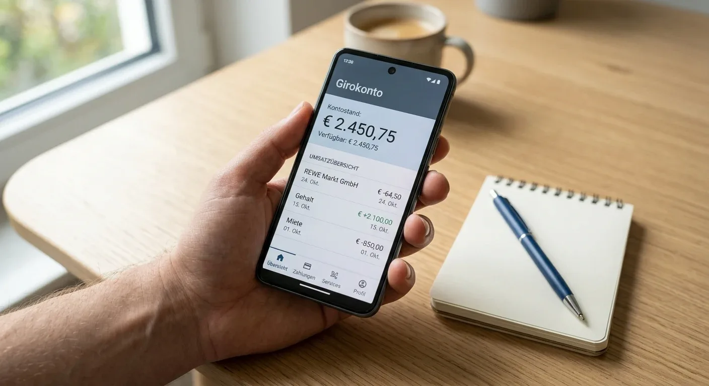 Smartphone über Schreibtisch — Sinnbild für die Auswahl an Einzahlungs-Methoden
