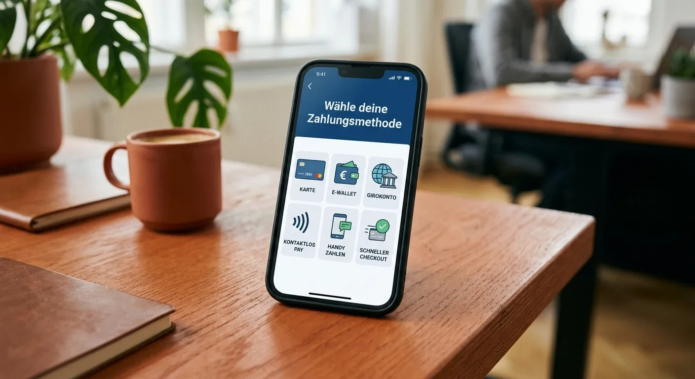 Verschiedene digitale Zahlungsmethoden Icons auf Bildschirm