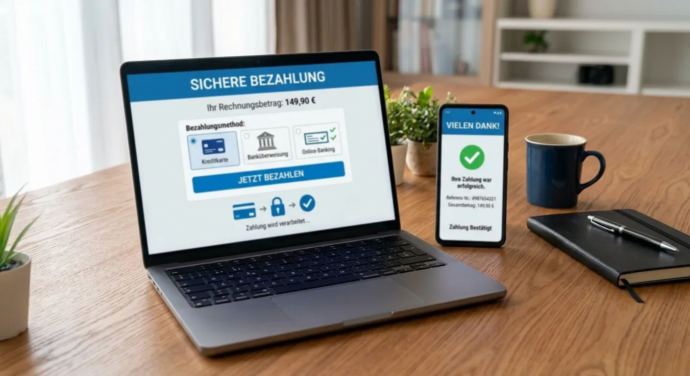 Zahlungsmethoden PayPal Paysafecard auf Smartphone und Laptop